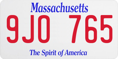 MA license plate 9JO765