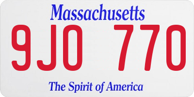 MA license plate 9JO770