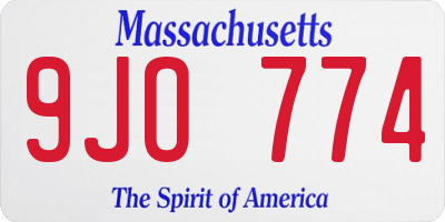 MA license plate 9JO774