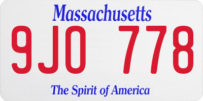 MA license plate 9JO778