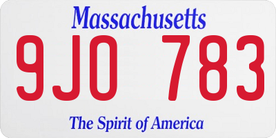 MA license plate 9JO783