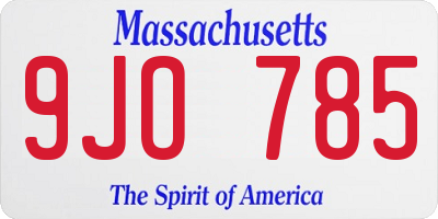 MA license plate 9JO785