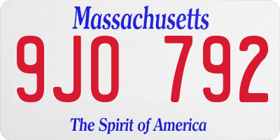 MA license plate 9JO792