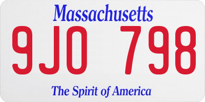 MA license plate 9JO798