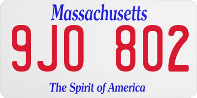 MA license plate 9JO802