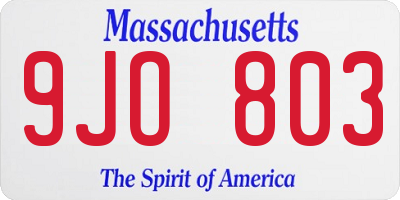 MA license plate 9JO803