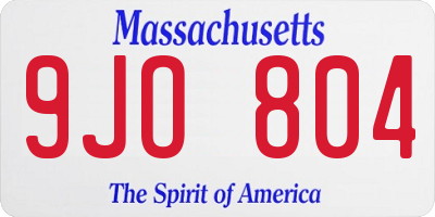 MA license plate 9JO804