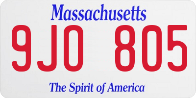 MA license plate 9JO805