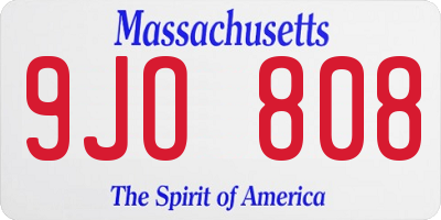 MA license plate 9JO808