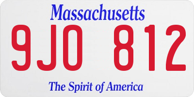 MA license plate 9JO812
