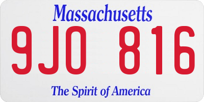 MA license plate 9JO816