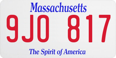 MA license plate 9JO817