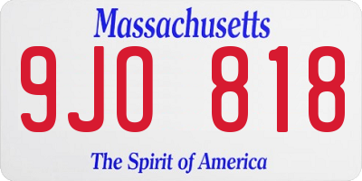 MA license plate 9JO818