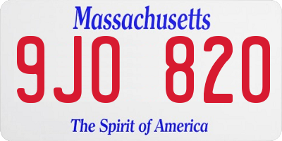 MA license plate 9JO820