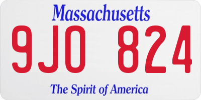 MA license plate 9JO824