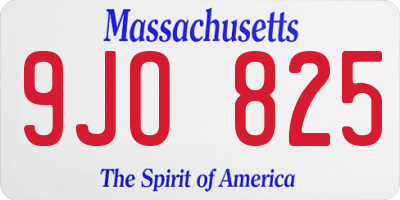 MA license plate 9JO825