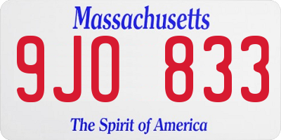 MA license plate 9JO833
