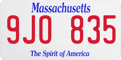 MA license plate 9JO835