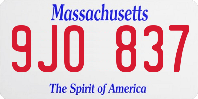 MA license plate 9JO837