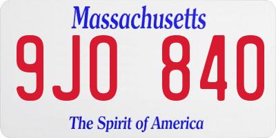MA license plate 9JO840