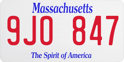 MA license plate 9JO847