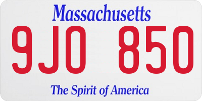 MA license plate 9JO850