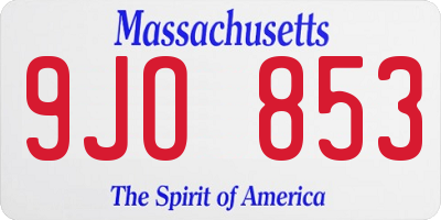 MA license plate 9JO853