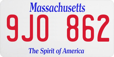 MA license plate 9JO862