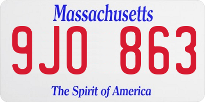 MA license plate 9JO863