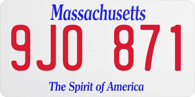 MA license plate 9JO871