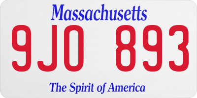 MA license plate 9JO893