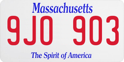 MA license plate 9JO903