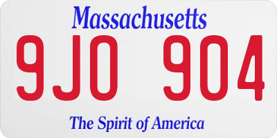 MA license plate 9JO904