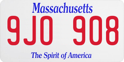 MA license plate 9JO908