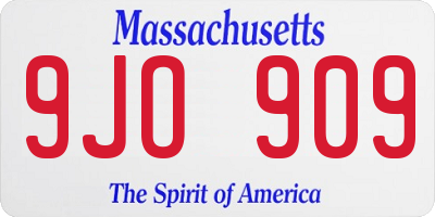 MA license plate 9JO909