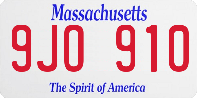 MA license plate 9JO910