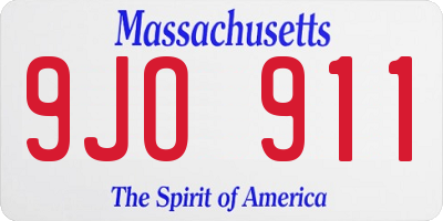 MA license plate 9JO911