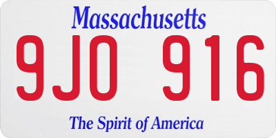 MA license plate 9JO916