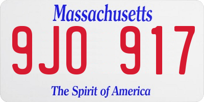 MA license plate 9JO917