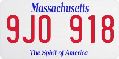 MA license plate 9JO918