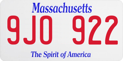 MA license plate 9JO922