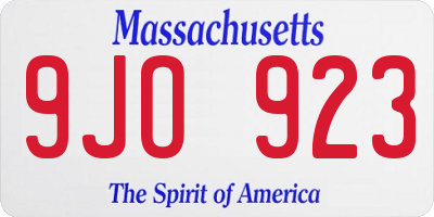MA license plate 9JO923