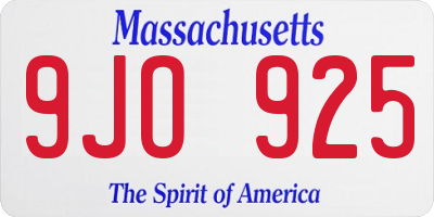 MA license plate 9JO925