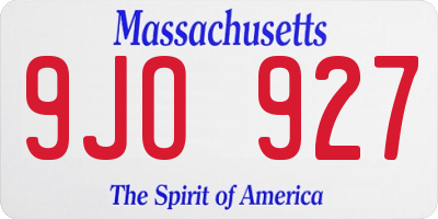 MA license plate 9JO927