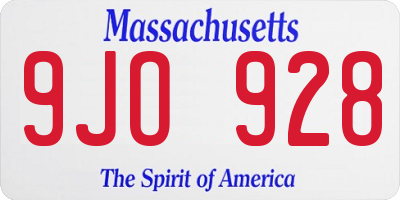 MA license plate 9JO928