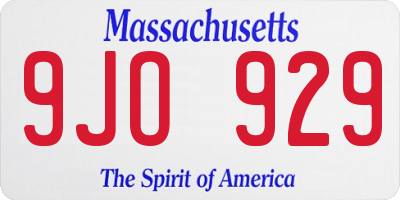 MA license plate 9JO929