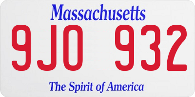 MA license plate 9JO932