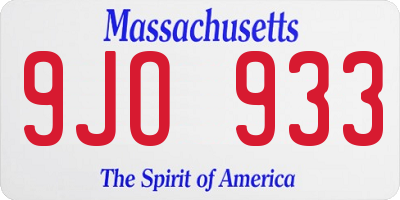 MA license plate 9JO933