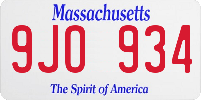 MA license plate 9JO934