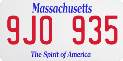 MA license plate 9JO935